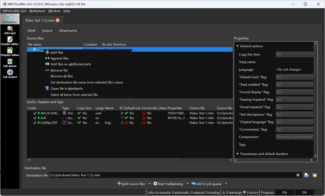 MKVToolnix screenshot 1