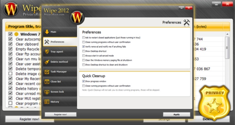Wipe screenshot 1
