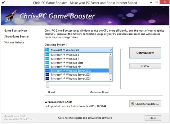 ChrisPC Game Booster screenshot 1