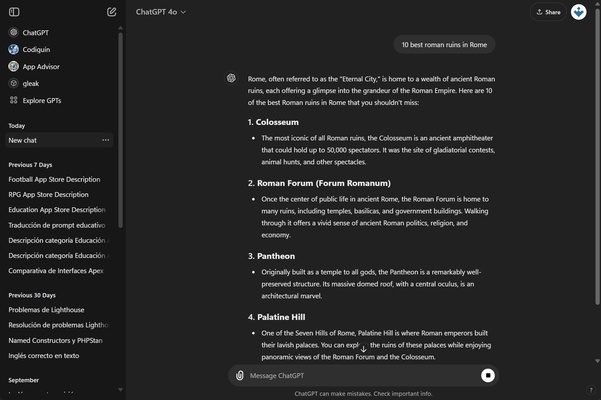 ChatGPT screenshot 1