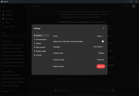 ChatGPT screenshot 1