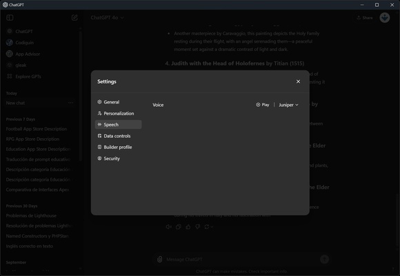 ChatGPT screenshot 1