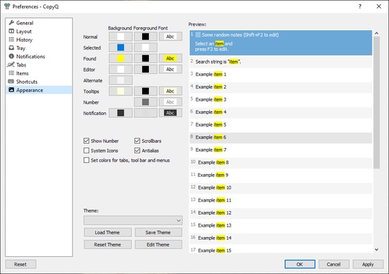 CopyQ screenshot 1