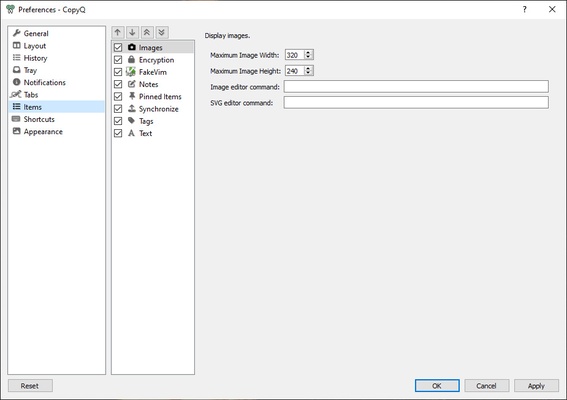 CopyQ screenshot 1