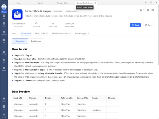 Octoparse screenshot 1