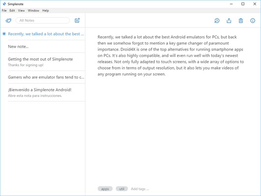 Simplenote screenshot 1