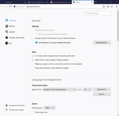 Tor Browser screenshot 1