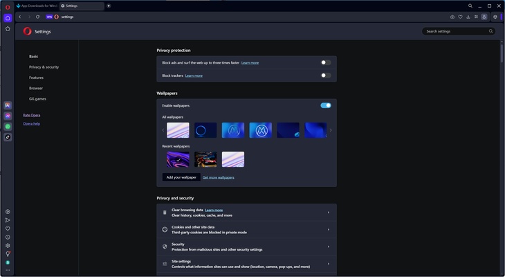 Opera screenshot 1