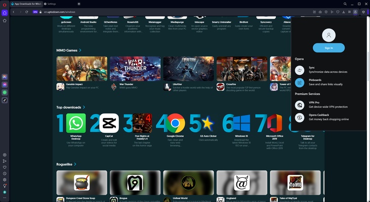 Opera screenshot 1