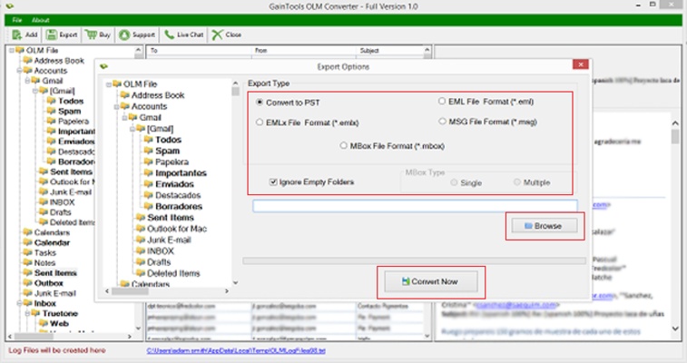 GainTools OLM Converter Software screenshot 1