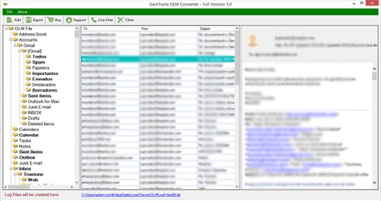 GainTools OLM Converter Software screenshot 1