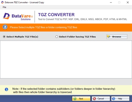 DataVare TGZ to MSG Converter Software screenshot 1