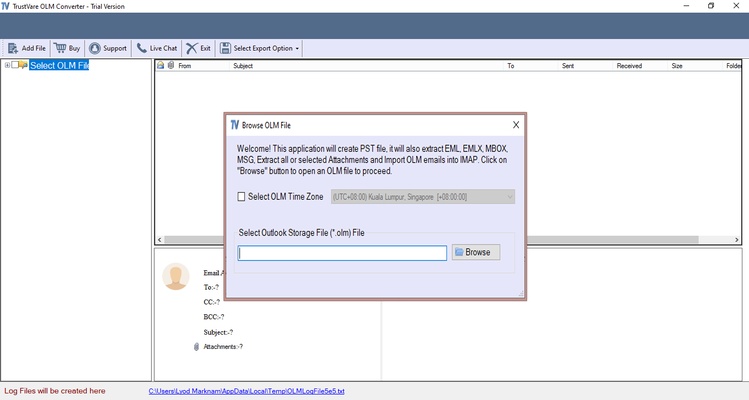 TrustVare OLM to PST Converter screenshot 1