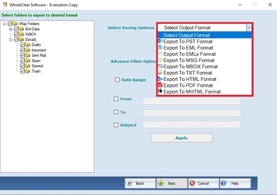 WholeClear Yahoo Backup Software screenshot 1