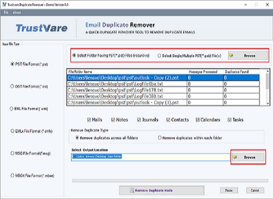 TrustVare Email Duplicate Remover Tool screenshot 1