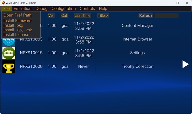 Vita3K screenshot 1