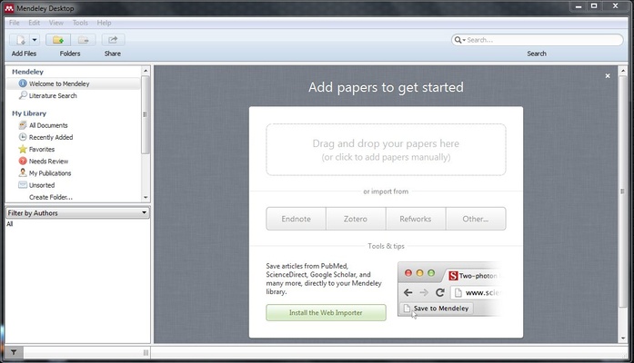 Mendeley Reference Manager screenshot 1