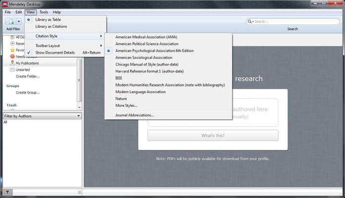 Mendeley Reference Manager screenshot 1