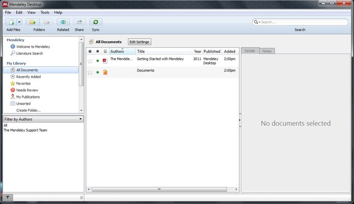 Mendeley Reference Manager screenshot 1