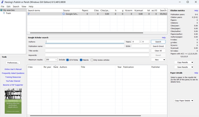 Publish or Perish screenshot 1