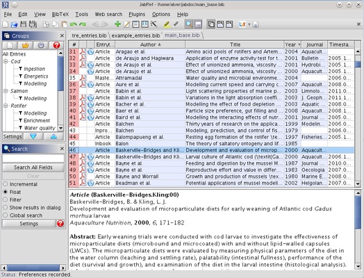 JabRef screenshot 1
