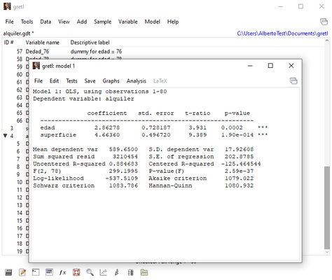 Gretl screenshot 1