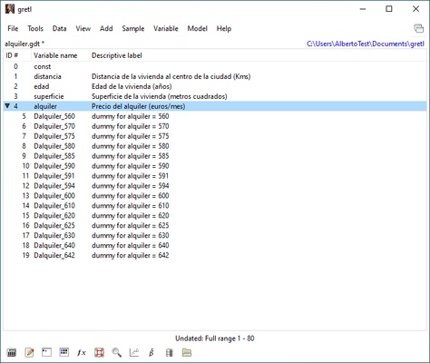 Gretl screenshot 1