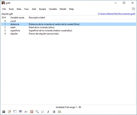 Gretl screenshot 1