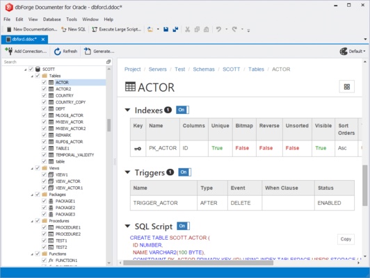 dbForge Documenter for Oracle screenshot 1