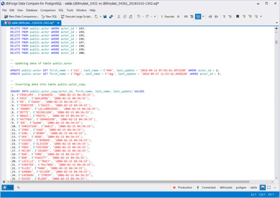 dbForge Data Compare for PostgreSQL screenshot 1
