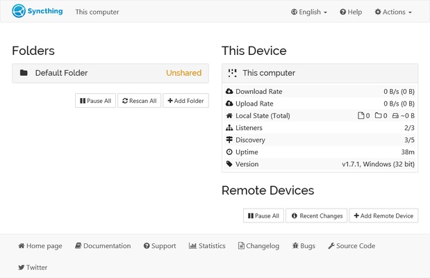 Syncthing screenshot 1