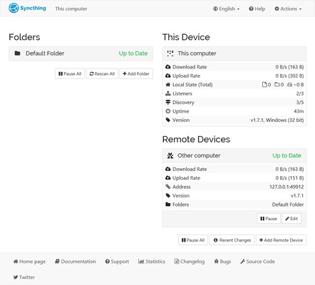 Syncthing screenshot 1