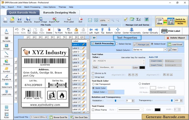 Generate Barcode screenshot 1