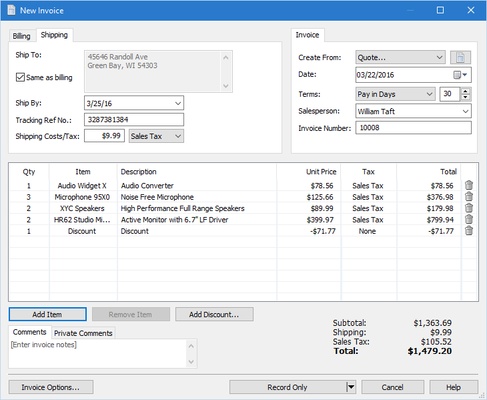 Express Invoice Free Invoicing software screenshot 1