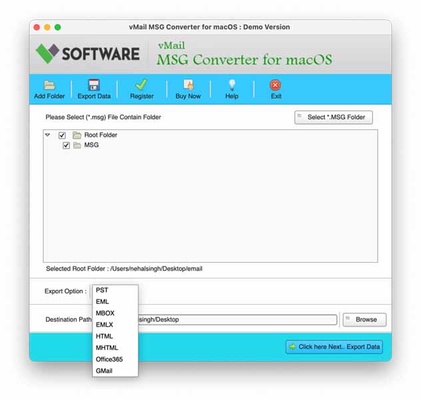 vMail MSG File Converter for macOS screenshot 1