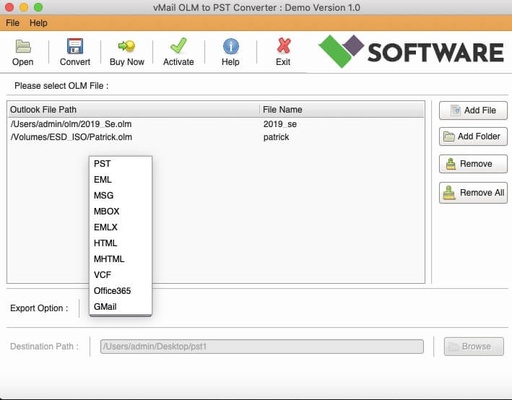 vMail OLM to MBOX Converter for macOS screenshot 1