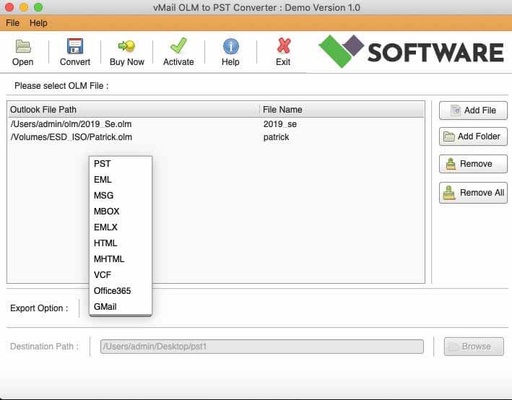 vMail OLM to MBOX Converter for macOS screenshot 1