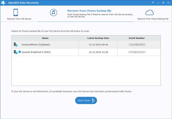 Syncios Data Recovery screenshot 1