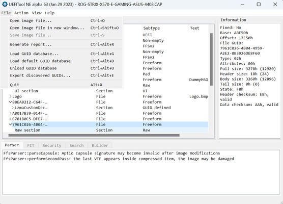 UEFITool screenshot 1