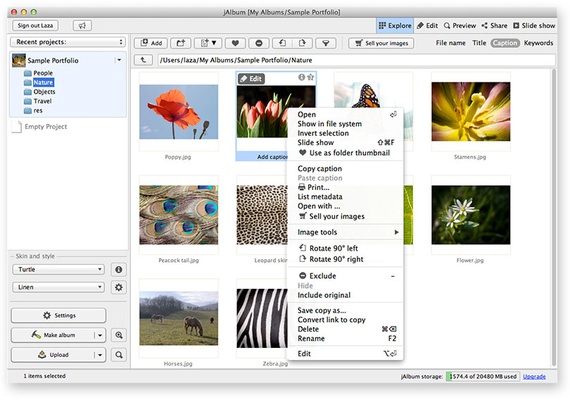 JAlbum screenshot 1
