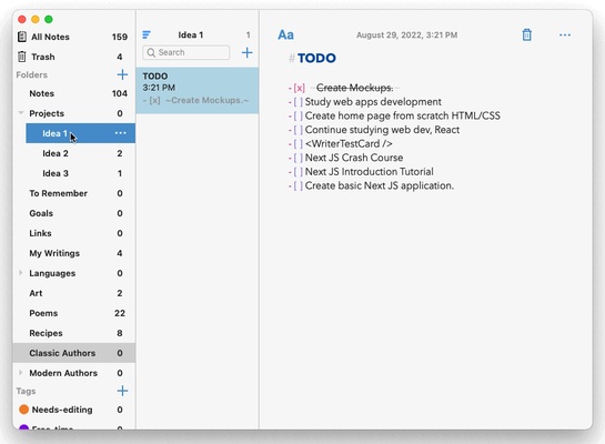 Notes screenshot 1