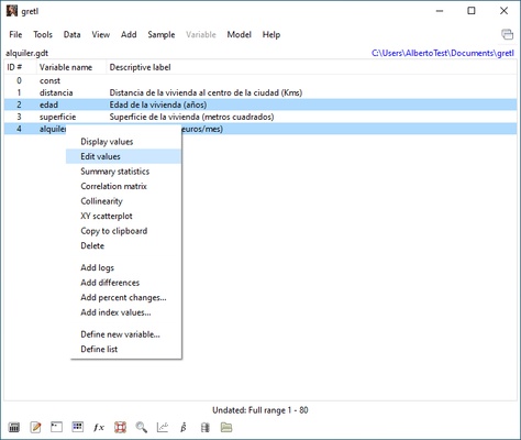 Gretl screenshot 1