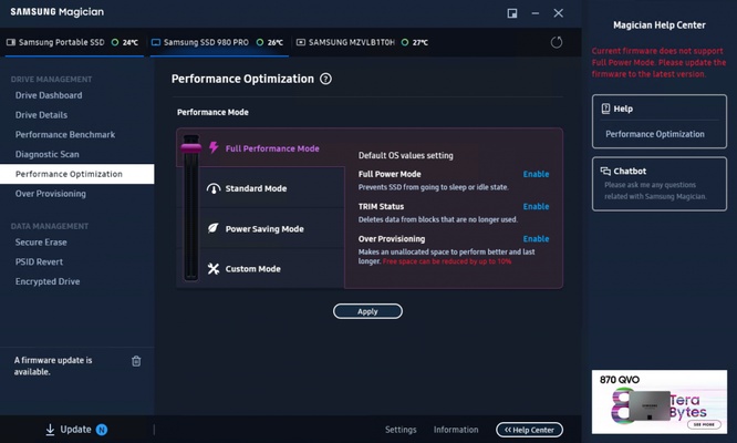 Samsung SSD Magician screenshot 1