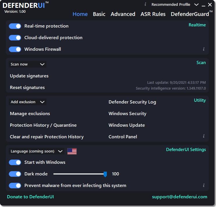 DefenderUI screenshot 1
