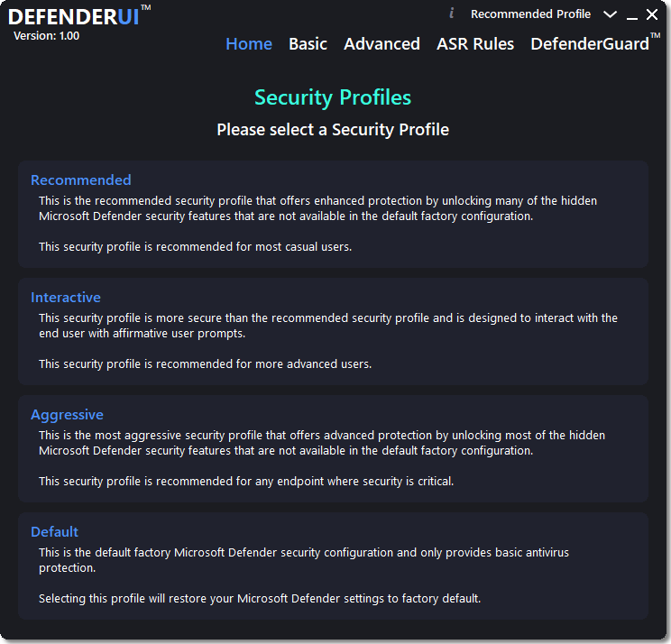 DefenderUI screenshot 1