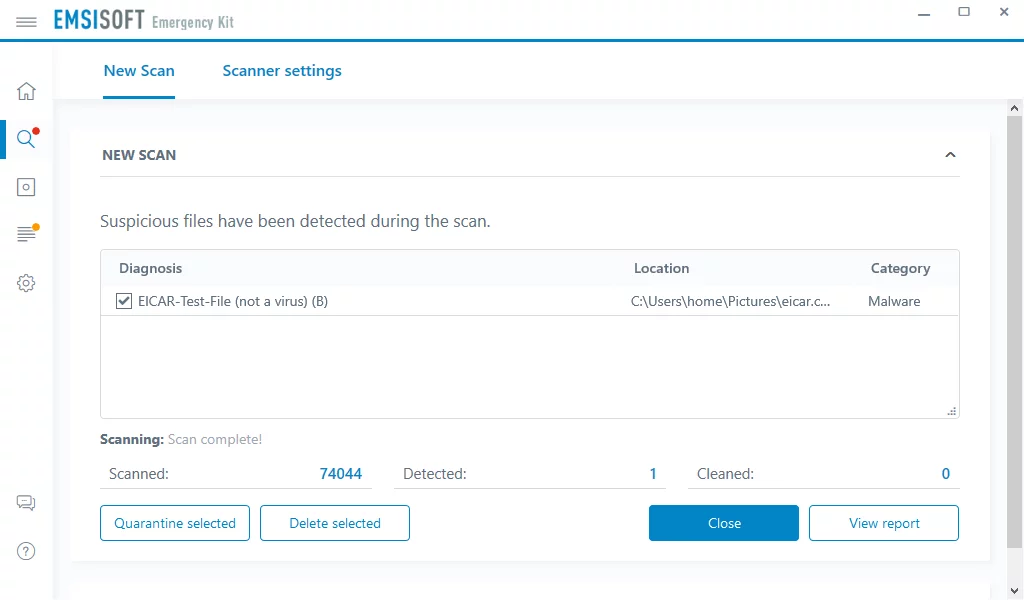 Emsisoft Emergency Kit screenshot 1