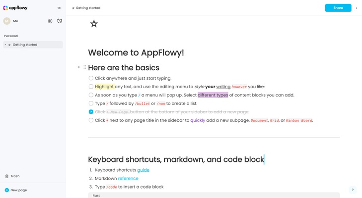 Appflowy screenshot 1