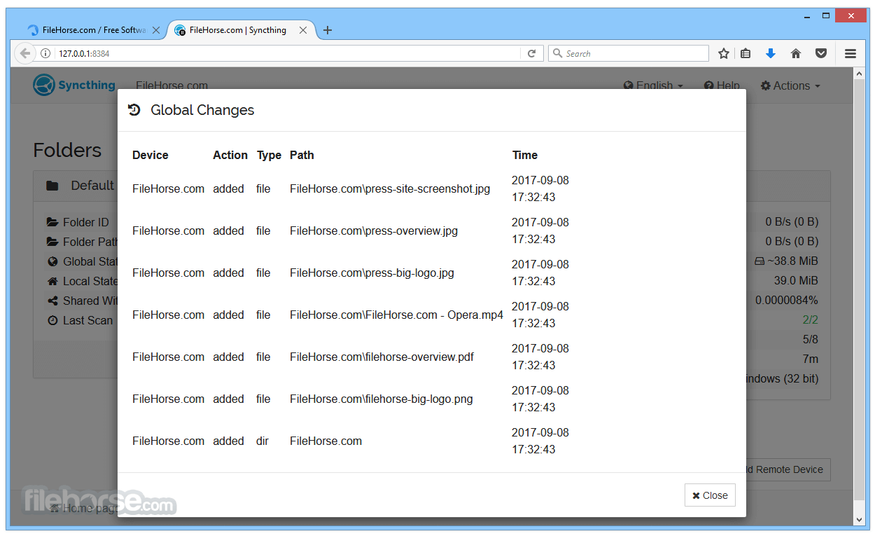 Syncthing screenshot 1