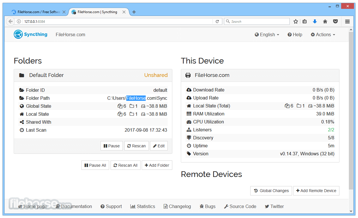 Syncthing screenshot 1