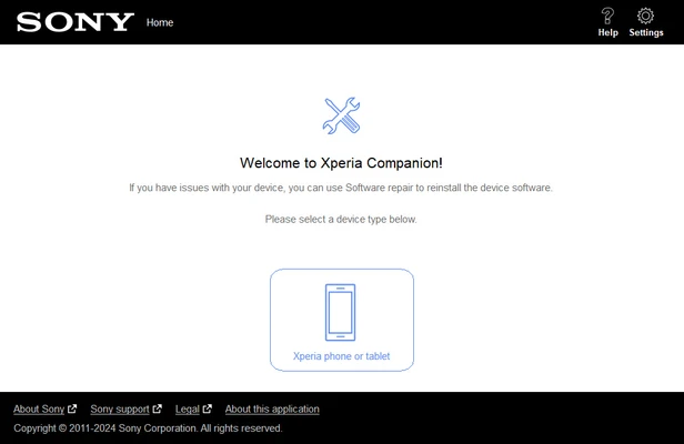 Xperia Companion 26.6.1 for Mac screenshot 1